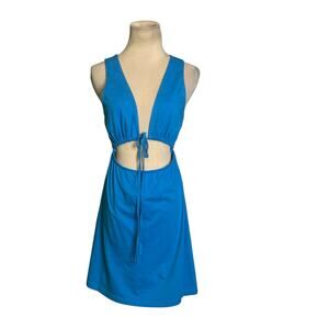 Asos blue sleeveless cut out front tie summer dress size 6